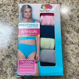 Fruit of the Loom Breathable Micro-Mesh Hi-Cut Underwear. 6 pack Size 9/2XL. NEW